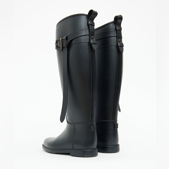 Burberry Black Belt Rubber Riding Boots - Women’s IT38 - Picture 4 of 10
